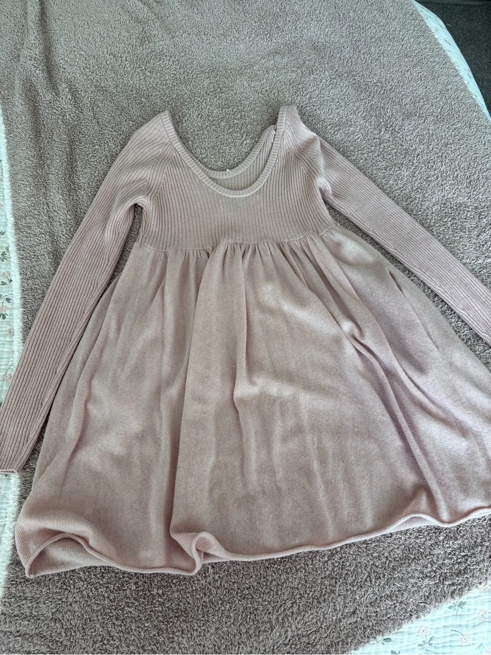 Free People Blush Pink Knit Babydoll Mini Dress